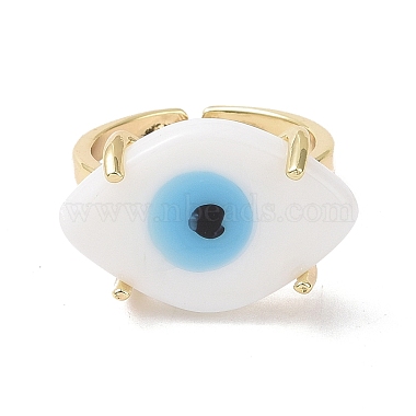 Lampwork Oval with Evil Eye Open Cuff Ring(RJEW-I086-13G-05)-3