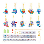2 Sets 2 Style DIY Diamond Painting Sporting Panda Keychain Kits, with PET Pendant, Rhinestones, Diamond Sticky Pen, Tray Plate, Glue Clay, Iron Ball Chain and Alloy Swivel Clasps, Mixed Color(DIY-TA0003-80)