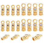 20Pcs 2 Styles Brass Cord Ends, End Caps with Clear Cubic Zirconia, Column, Real 18K Gold Plated, 10~11x3.5~4x3~3.5mm, Hole: 1.5~2mm, Inner Diameter: 1.5~5mm(KK-GA0001-77)