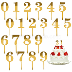 20Pcs 10 Styles Number Acrylic Mirror Effect Cake Toppers, Cake Insert Cards, for Cake Decoration, Gold, 147~156x50~60x1mmm, 2pcs/style(FIND-CP0003-45)