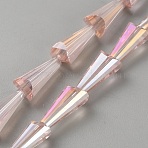 Transparent Glass Beads Strands, Cone, Misty Rose, 14.5x8x7mm, Hole: 1.6mm, about 48pcs/strand, 26.57''(67.5cm)(GLAA-CJC0001-22E)