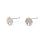 Non-Tarnish 201 Stainless Steel Stud Earring Findings, with 316 Surgical Stainless Steel Pins and Hole, Flat Round, Stainless Steel Color, 6mm, Hole: 1.2mm, Pin: 0.7mm(STAS-P308-09A-P)