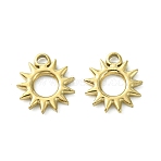 304 Stainless Steel Charms, Sun Ray Charms, Real 14K Gold Plated, 12x11x1.6mm, Hole: 1.5mm(STAS-L269-058G)