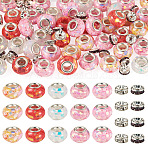50Pcs 5 Colors Transparent Resin Rondelle European Beads, with Paillette & Platinum Tone Brass Cores, Large Hole Beads, with 60Pcs 2 Colors Rondelle Brass Rhinestone Spacer Beads, Mixed Color, 14x8.5mm, Hole: 5mm, 10pcs/color(RESI-TA0005-63B)