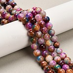 Natural White Jade Beads Strands, Dyed, Round, Colorful, 6~6.5mm, Hole: 1~1.2mm, about 61~62pcs/strand, 14.41''~14.65''(36.6~37.2cm)(G-Z097-A01-6mm-A)
