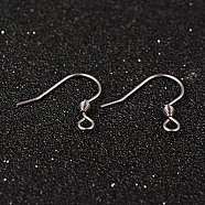 304 Stainless Steel Earring Hook Jewelry Findings, with Horizontal Loop, Stainless Steel Color, 19x18mm, Hole: 2mm, 21 Gauge, Pin: 0.7mm(STAS-M248-03)