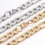 304 Stainless Steel Figaro Chains Necklaces, with Lobster Claw Clasps, Mixed Color, 23.6 inch(59.9cm)(NJEW-I060-08)
