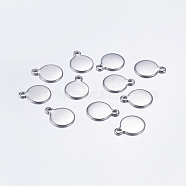 304 Stainless Steel Charms, Flat Round, Stamping Blank Tag, Stainless Steel Color, 11x8x0.8mm, Hole: 1.2mm(STAS-L198-23P)