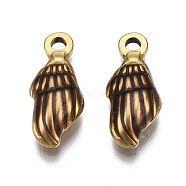 304 Stainless Steel Pendants, with Enamel, Spiral Shell, Golden, Dark Goldenrod, 18.5x7.5x4mm, Hole: 1.5mm(STAS-T052-41A)