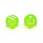 Transparent Acrylic Charms, with Platinum Tone Iron Loops, Disc, Green Yellow, 14x14x14mm(FIND-WH0100-69G)