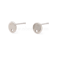 201 Stainless Steel Stud Earring Findings, with 316 Surgical Stainless Steel Pins and Hole, Flat Round, Stainless Steel Color, 6mm, Hole: 1.2mm, Pin: 0.7mm(STAS-P308-09A-P)