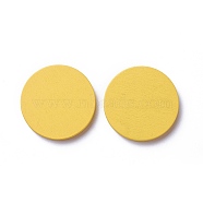 Dyed Wood Cabochons, Flat Round, Yellow, 25x5mm(WOOD-I004-52B-01)
