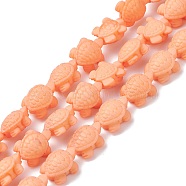 Synthetic Coral Beads Strands, Dyed, Tortoise, Orange, 15x12x7mm, Hole: 2mm, about 22pcs/strand, 11.5 inch(CORA-L020-A-13)