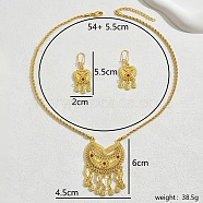 Ethnic Style Zinc Alloy  Tassel Jewelry Sets for Women, Chandelier Earrings & Pendant Necklaces, Golden, Necklaces: 540mm, Earrings: 55mm(MN8423)