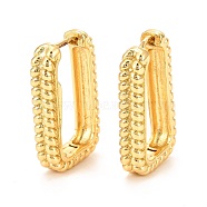 Brass Hoop Earrings, Long-Lasting Plated, Rectangle, Real 18K Gold Plated, 25x15.5x4.5mm, Pin: 1mm(EJEW-F273-02B-G)