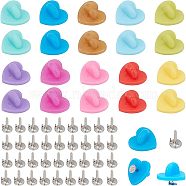 150Pcs 10 Colors Plastic Heart Lapel Pin Backs, Butterfly Clutch Pin Backings, with 150Pcs Brass Tie Tacks Lapel Pin Brooch Findings, Mixed Color, 14x14.5x8mm, Hole: 1mm, 15Pcs/color(FIND-CA0005-35)