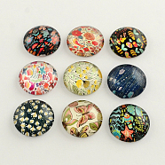Flatback Half Round Insect and Plants Pattern Glass Dome Cabochons, for DIY Projects, Mixed Color, 8x3mm(GGLA-R026-8mm-16)