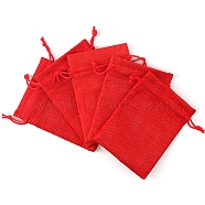 Rectangle Polyester Storage Bags, Drawstring Pouches Packaging Bag, Red, 12x9cm(PW-WG24103-10-1)