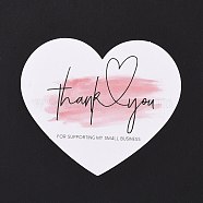 Coated Paper Thank You Greeting Card, Heart with Word Thank You Pattern, for Thanksgiving Day, White, 60x70x0.1mm, 30pcs/bag(DIY-F120-03B)