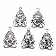 Tibetan Style Alloy Pendants, Cadmium Free & Nickel Free & Lead Free, Talking Board Planchette Charm with All Seeing Eye, Thailand Sterling Silver Plated, 24.5x16x2mm, Hole: 2mm(PALLOY-S120-272-NR)