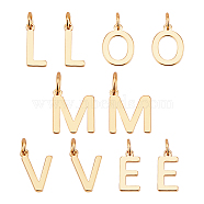 ARRICRAFT 14Pcs 5 Style Brass Charms, with Jump Rings, Letter, Real 18K Gold Plated, Real 18K Gold Plated, 10~10.5x4.5~9x1mm, Hole: 2.5mm(KK-AR0003-64)