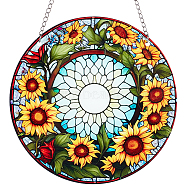 Acrylic Hanging Ornaments Sets, with Iron Chain and Jump Rings, Sunflower, Gold, 150x2mm(FIND-WH20019-19A)