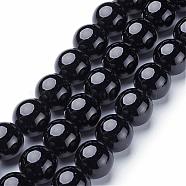 Natural Black Onyx Round Beads Strands, Grade A, Dyed, 14mm, Hole: 1.5mm, about 28pcs/strand, 15.5 inch(GSR14mmC097)