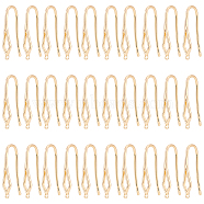 30Pcs Brass Earring Hooks, Earring Wire with Loops, Hollow Rhombus, Real 18K Gold Plated, 20 Gauge, 24.5x5mm, Hole: 1mm, Pin: 0.8mm(KK-GO0001-70)