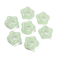 Glass Imitation Jade Beads, Star Charm, Dark Sea Green, 11.5x12x4mm(GLAA-Q097-01)