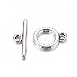Alloy Toggle Clasps, Cadmium Free & Lead Free, Antique Silver, Ring: about 14x11x2mm, Hole: 2mm, Bar: 19x5.5x2mm, Hole: 2mm(EA774Y)