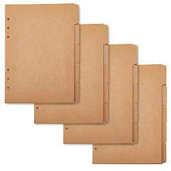 5 Sheets A5 Kraft Paper Binder Dividers, 6-Hole Index Page Tab for Planner & Notebook & Loose Leaf Binders, Rectangle, BurlyWood, 208x150x0.2mm, Hole: 5mm(SCRA-WH0001-01A-01)