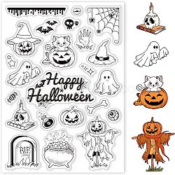 PVC Plastic Stamps, for DIY Scrapbooking, Photo Album Decorative, Cards Making, Stamp Sheets, Ghost, 16x11x0.3cm(DIY-WH0167-56-901)