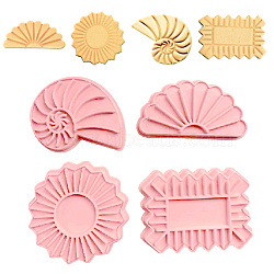 Food Grade Plastic Molds, Fondant Molds Set, Bakeware Tools, For DIY Cake Decoration, Chocolate, Candy Mold, Rectangle & Flat Round & Conch & Half Round, Pink, 74~83x45~74x10mm, Inner Diameter: 66~77x32~68mm, 4pcs/set(DIY-D047-07)