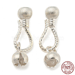 925 Sterling Silver S-Hook Clasps, with Bead Tip, Silver, 21x6.5x5.5mm(STER-Z004-03)