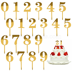 20Pcs 10 Styles Number Acrylic Mirror Effect Cake Toppers, Cake Insert Cards, for Cake Decoration, Gold, 147~156x50~60x1mmm, 2pcs/style(FIND-CP0003-45)
