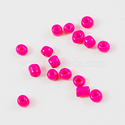 Baking Paint Glass Seed Beads, Fuchsia, 4~5x3~4mm, Hole: 1~2mm(SEED-S004-Y7)