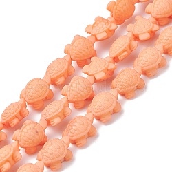 Synthetic Coral Beads Strands, Dyed, Tortoise, Orange, 15x12x7mm, Hole: 2mm, about 22pcs/strand, 16.53 inch(CORA-L020-A-13)