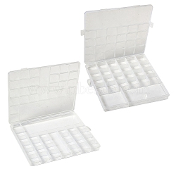 2Pcs 2 Style Transparent Plastic Bead Containers, with 28 & 26 Compartments, for DIY Art Craft, Bead Storage, Rectangle, White, 20x19~22.5x1.9~2.2cm, 1pcs/style(CON-SZ0001-29)