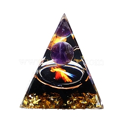 Orgonite Pyramid Resin Energy Generators, Reiki Natural Amethyst Ball Inside for Home Office Desk Decoration, 50mm(PW-WG92C3C-01)