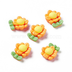 Opaque Resin Cabochons, Flower, Orange, 18x15x7mm(RESI-G036-I01)