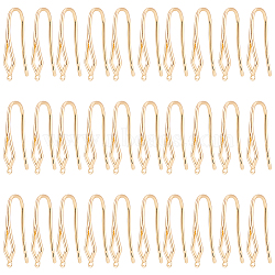 30Pcs Brass Earring Hooks, Earring Wire with Loops, Hollow Rhombus, Real 18K Gold Plated, 20 Gauge, 24.5x5mm, Hole: 1mm, Pin: 0.8mm(KK-GO0001-70)