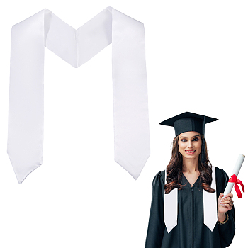 Satin Graduation Ribbon Etiquette Shoulder Belt, White, 1500x114x0.5mm