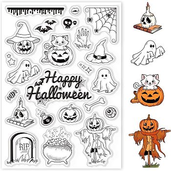 PVC Plastic Stamps, for DIY Scrapbooking, Photo Album Decorative, Cards Making, Stamp Sheets, Ghost, 16x11x0.3cm