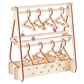 Coat Hanger Removable Wood Earring Displays, with 8 hangers, for Jewelry Display Supplies, PapayaWhip, Finish Product: 8.2x14.2x15cm, about 15pcs/set