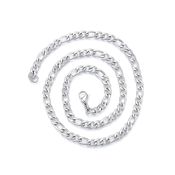 Men's 201 Stainless Steel Figaro Chains Necklace, Stainless Steel Color, 19.69 inch(50cm), Wide: 5mm