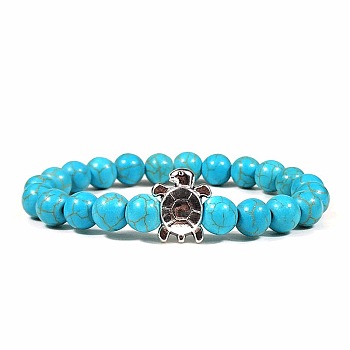 Synthetic Turquoise Stretch Bracelets, Turtle