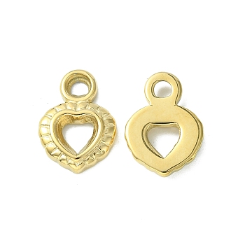 304 Stainless Steel Pendants, Heart Charms, Real 14K Gold Plated, 18.5x13.5x3.2mm, Hole: 2.8mm