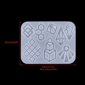 Food Grade DIY Silicone Pendant Molds, Resin Casting Molds, For UV Resin, Epoxy Resin Jewelry Making, White, Polygon, 9.2x12x0.48cm