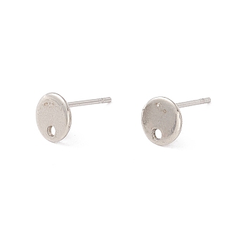 201 Stainless Steel Stud Earring Findings, with 316 Surgical Stainless Steel Pins and Hole, Flat Round, Stainless Steel Color, 6mm, Hole: 1.2mm, Pin: 0.7mm