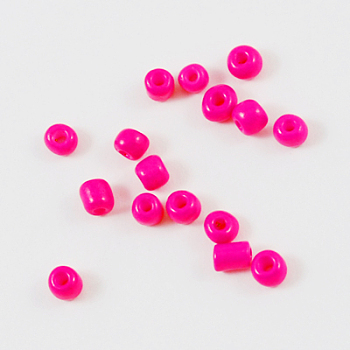 Baking Paint Glass Seed Beads, Fuchsia, 4~5x3~4mm, Hole: 1~2mm
